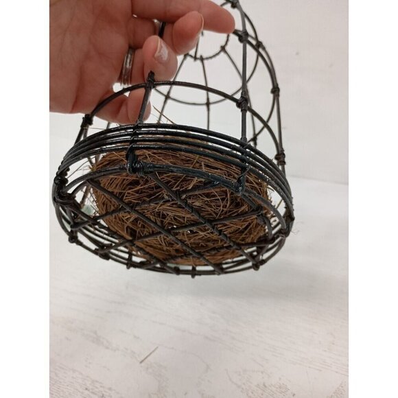Vintage Metal Wire Cage With Bird Nest & Eggs Farmhouse Rustic Hanging Decor - Picture 8 of 9